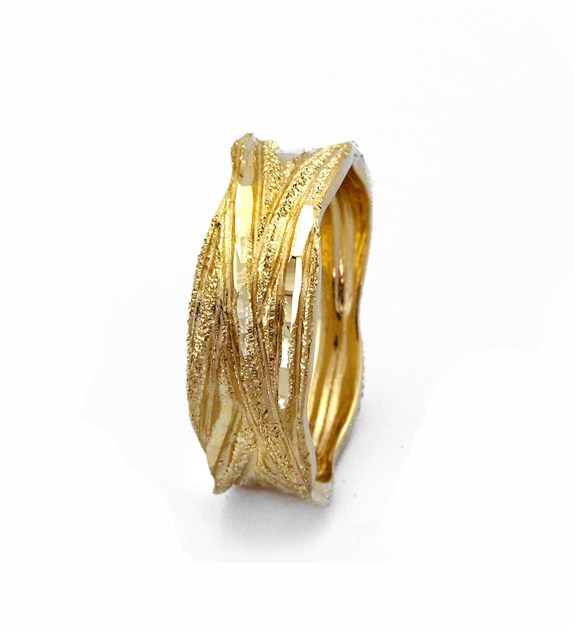 Wellen Ehering Aus 14K Solid Gold, Strukturierter Ehering, Minimalist Band, Gelb Gold Band Ring Für Frauen, Valentinstag Geschenk von DaninoDesigner