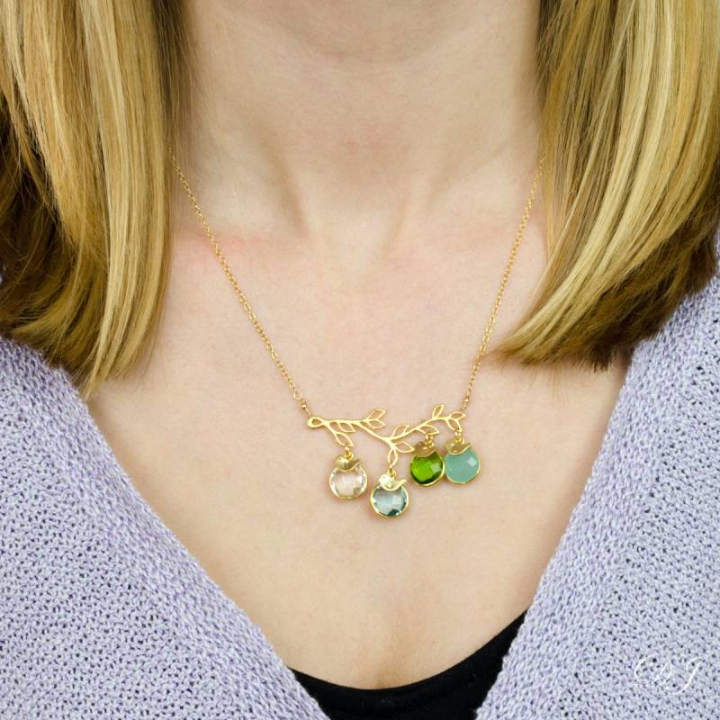 Mutter-Halskette, Vogel-stammbaum-Halskette, Personalisierte Geburtsstein-Halskette, Geschenk Für Oma, Familienschmuck Mutter, Baum Des Lebens von DaniqueCollection