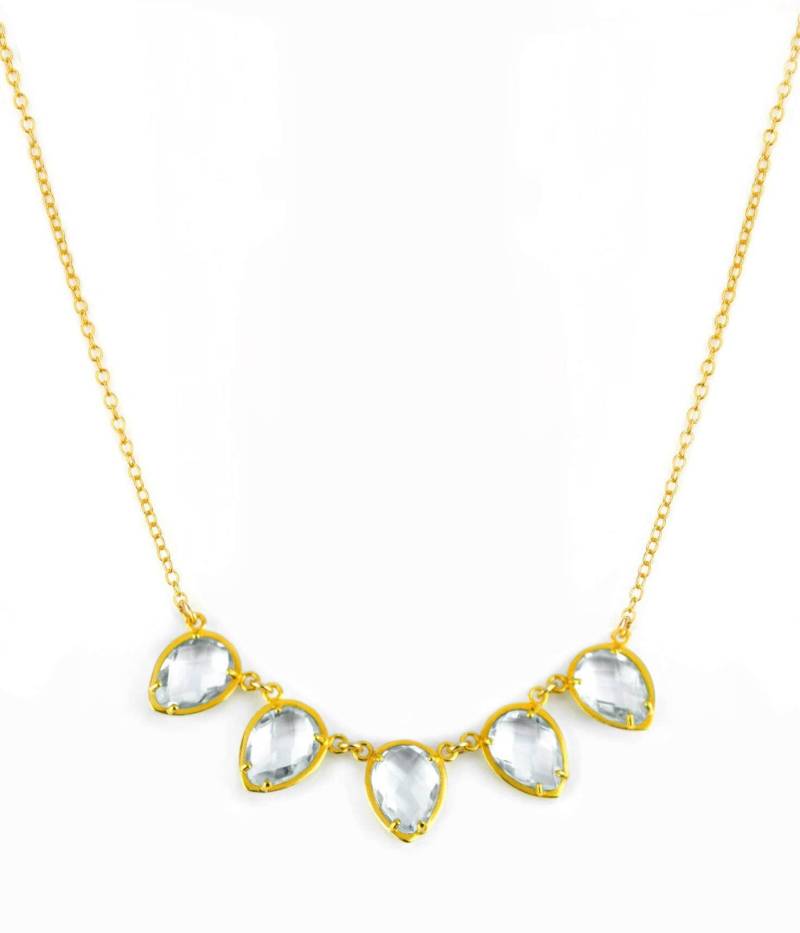 April Birthstone Halskette, Cluster Bib Style Statement Multi Stein Spike Halskette Boho Klarquarz Gold Trendige von DaniqueJewelry