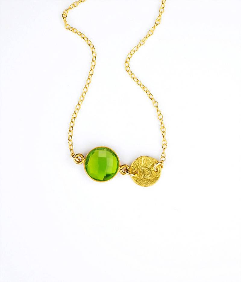 August Birthstone Halskette, Personalisierte Halskette Peridot Geschenk Tochter Initial Schmuck Benutzerdefinierte Name Weihnachtsgeschenk von DaniqueJewelry