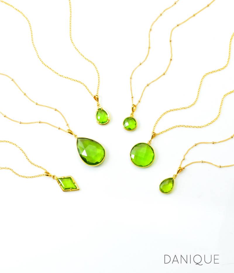 August Geburtsstein Halskette Peridot Weihnachtsgeschenk Für Sie Tropfen Edelstein Anhänger 14K Gold Fill, 925Er Silber Geburtstagsgeschenk von DaniqueJewelry