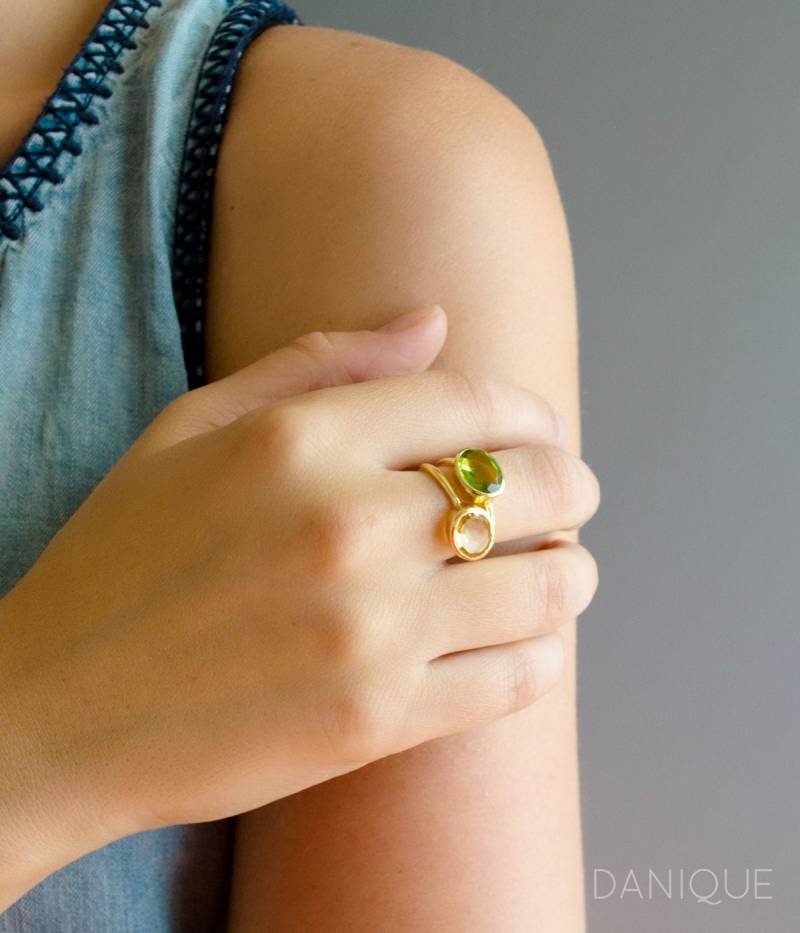 Citrin November Geburtsstein Ring・champagne Oval Edelstein Ring・gold Ring Für Sie・925 Schmuck・november Geburtstagsgeschenk・weihnachtsgeschenk von DaniqueJewelry