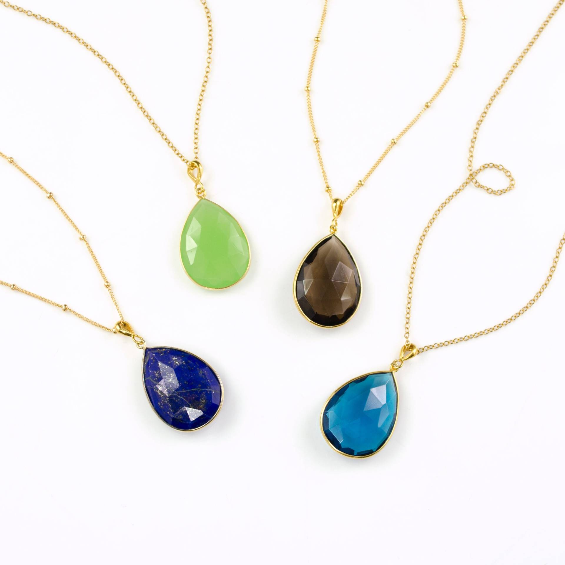 Große Natürliche Teardrop Halskette, Vermeil Gold Oder Sterling Silber Lünette Set Halskette - Große Edelstein Große Natürliche Teardrop Halskette, Vermeil Gold Oder Sterling Silber Lünette Set Halskette - Große Edelstein von DaniqueJewelry