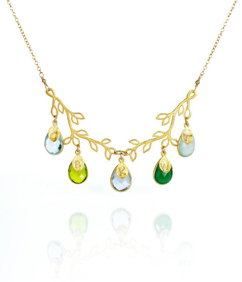 Handgefertigte Oma Halskette Mit Geburtssteinen Und Initialen, Personalisierte Baum Des Lebens Schmuck, Mama Dbwtl von DaniqueJewelry