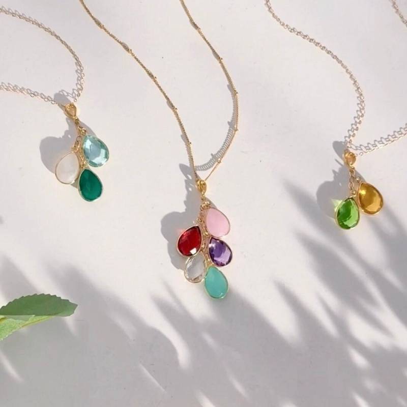 Kaskaden Geburtssteine Familie Charm Halskette Benutzerdefinierte Kinder Birthstone Geschenk Für Mama Oder Oma Personalisierter Schmuck Großmutter von DaniqueJewelry