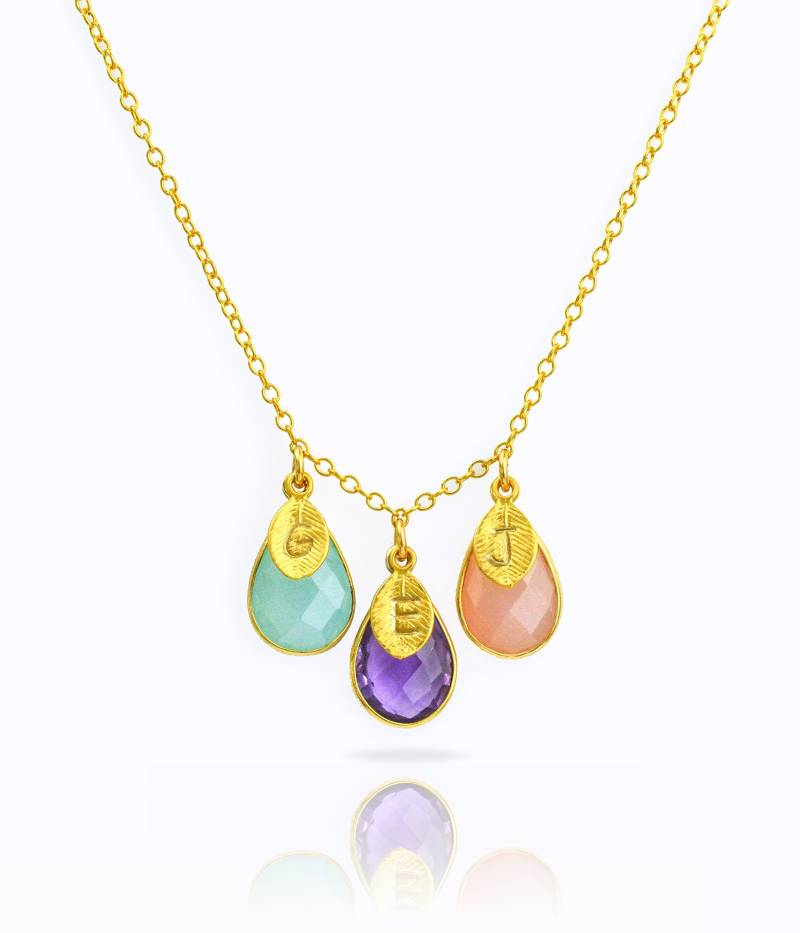 Personalisierte Geschenk Für Mutter Halskette, Benutzerdefinierte Geburtsstein Halskette Gold, Familie Neue Mama Push Geschenk, Großmutter Schmuck von DaniqueJewelry