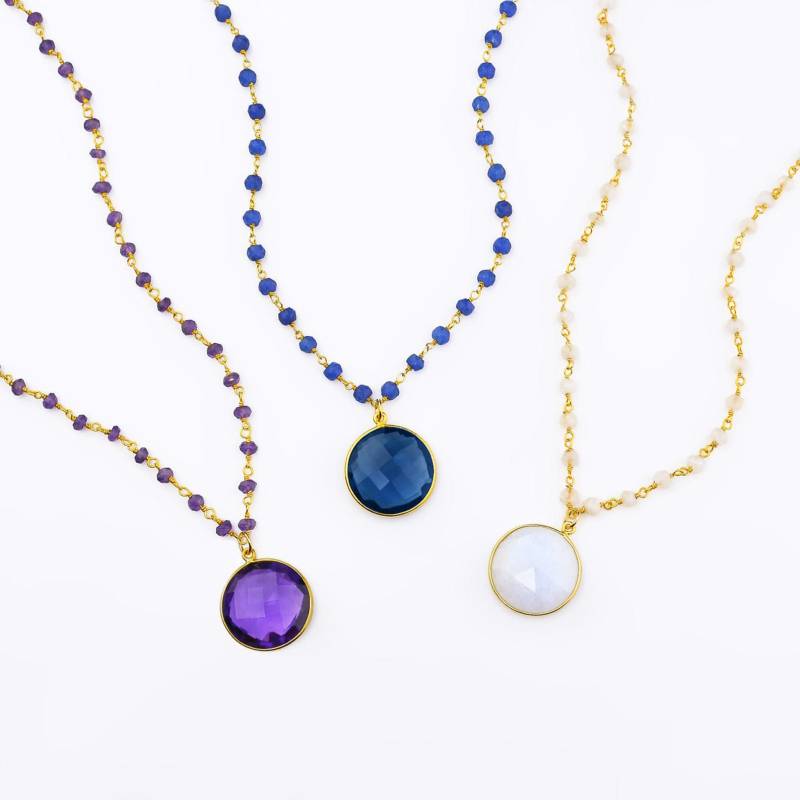 Personalisierte Große Natürliche Grüne Chalcedon Vermeil Gold Lünette Set Peridot Draht Gewickelt Halskette, Edelstein Halskette von DaniqueJewelry