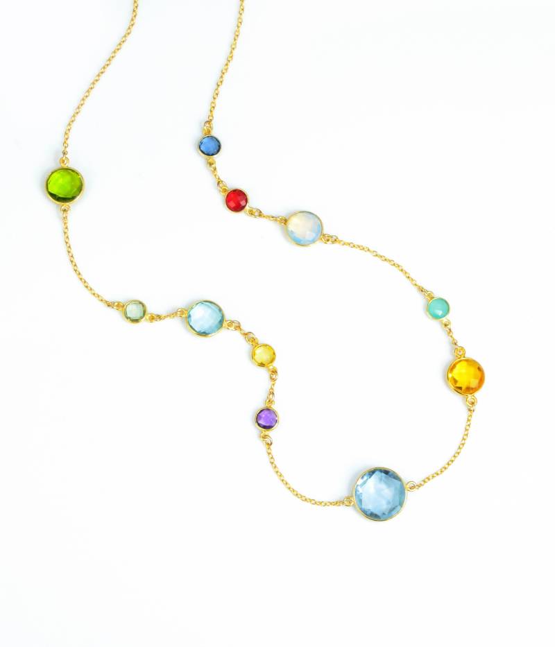 Personalisierte Großmutter Halskette Mit Kindern Und Omas Geburtssteinen, Drei Generationen Familie Halskette, Lange Personalisierte Oma von DaniqueJewelry