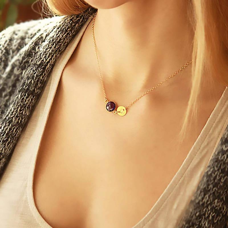 Personalisierter Geburtsstein & Initialanhänger Halskette Benutzerdefinierte Mutter Und Kind Stammbaum Lange Weihnachtsgeschenk Für Mama Oder Oma von DaniqueJewelry