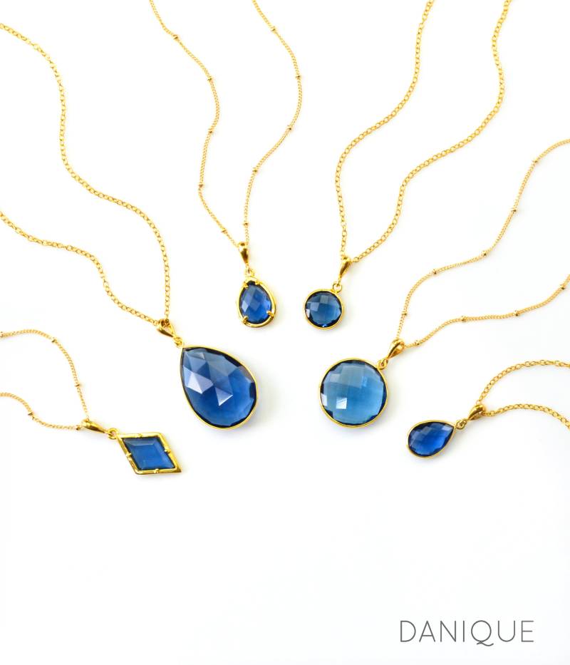 September Birthstone Halskette, Kyanit Weihnachtsgeschenk Träne Edelstein Anhänger Geburtstagsgeschenke Für Brautjungfer Geschenk von DaniqueJewelry