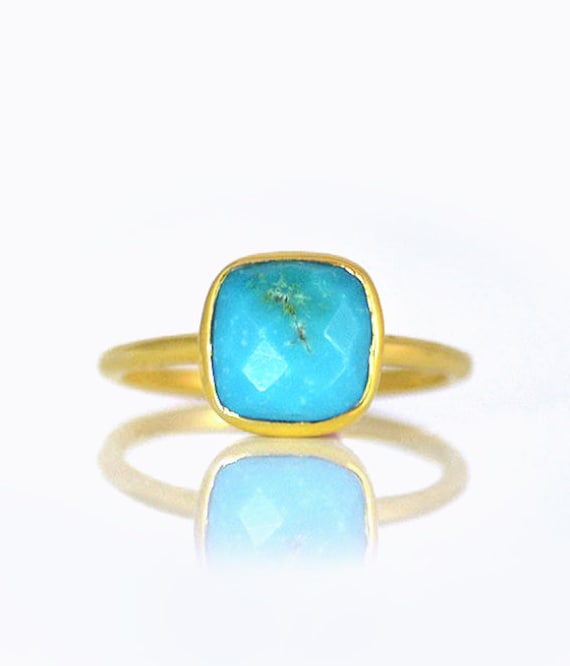 Türkis Ring Dezember Birthstone Lünette Edelstein Goldring Stapelbare Weihnachtsgeschenk Für Sie Geburtstagsgeschenk Mutter von DaniqueJewelry