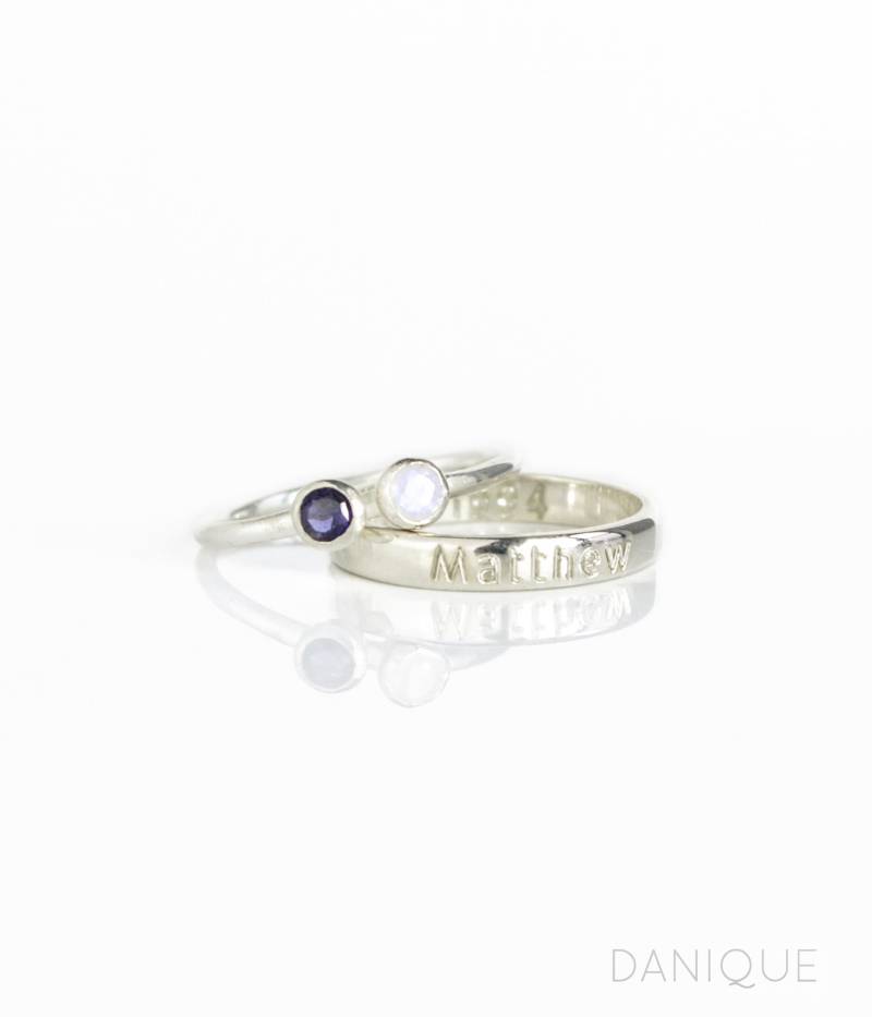 Weihnachtsgeschenk Namen Ring Für Zwei Kinder, Benutzerdefinierte Mutter Von Mütter Birthstone [Mnb] von DaniqueJewelry