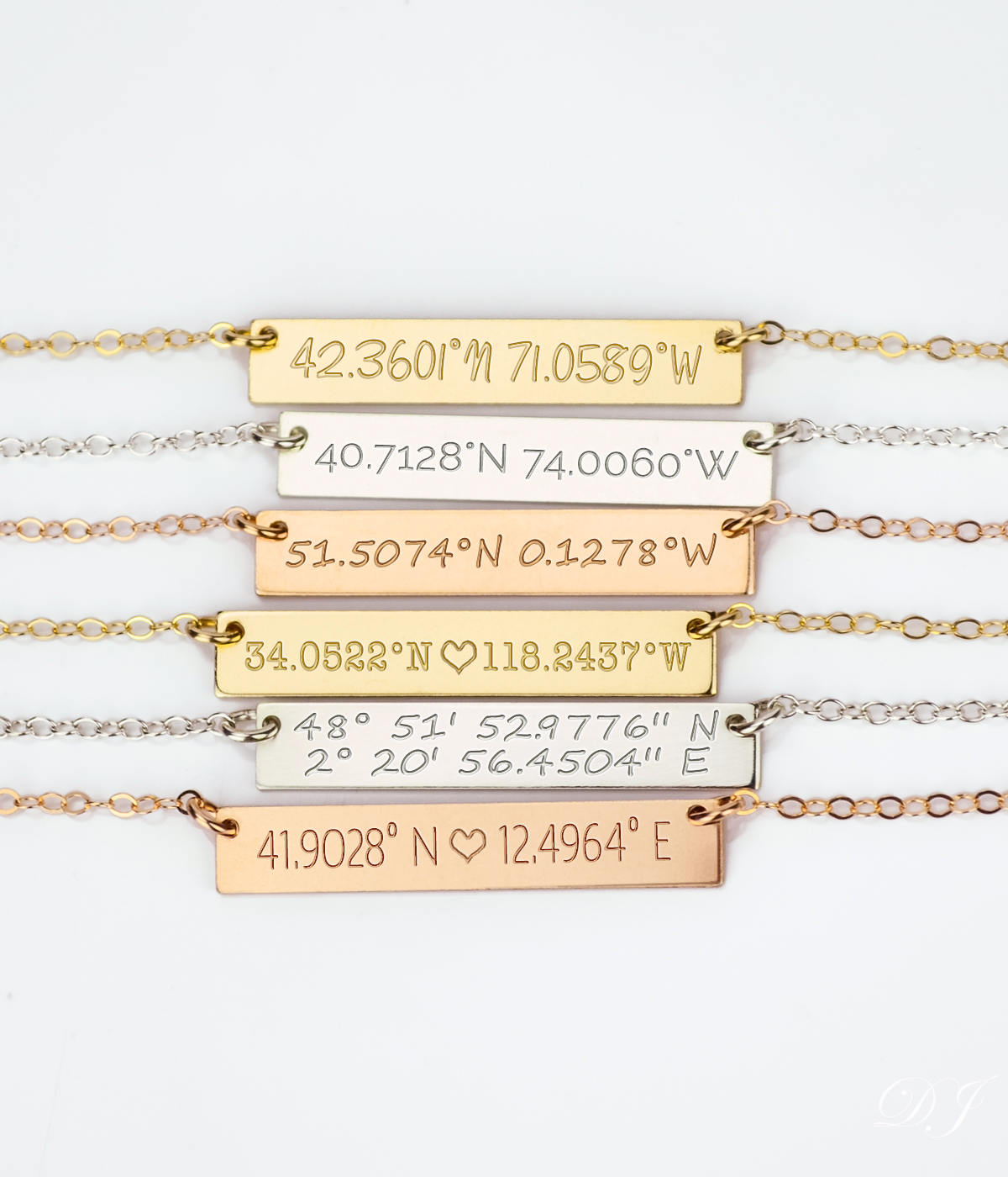 Bar Halskette Koordinaten Benutzerdefinierte Lage Halskette, Breitengrad Gps-Koordinaten Schmuck Gravierte Geschenk Namensschild von DaniqueTrends