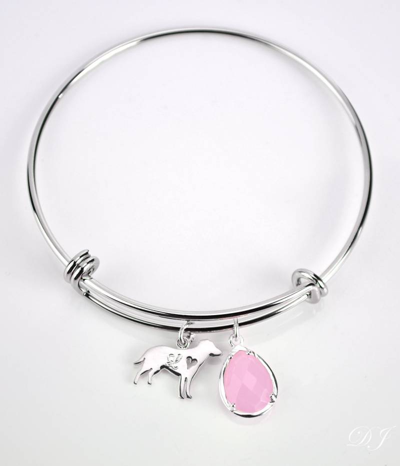 Hund Armreif Personalisierte, Benutzerdefinierte Erste Charme Haustier in Erinnerung An Denkmal Schmuck Geburtsstein von DaniqueTrends