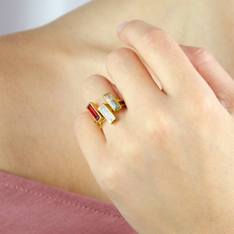 Mutter Geburtsstein Stapelringe Benutzerdefinierte Edelstein Bar Ringe Familie Birthstone Schmuck Geschenk Für Mama Perfektes Muttertagsgeschenk Sie von DaniqueTrends