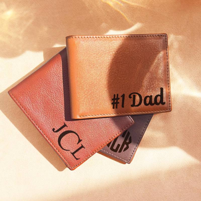 Personalisierte Leder Brieftasche Monogramm Echtleder Für Männer Mit Unterschrift Weihnachtsgeschenk Von Frau Vater von DaniqueTrends