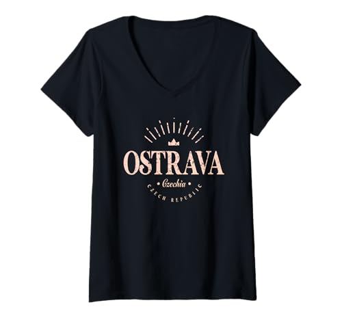Damen Ostrava Tschechien | Ostrava Czechia Modern T-Shirt mit V-Ausschnitt von Danish Contemporary Designs