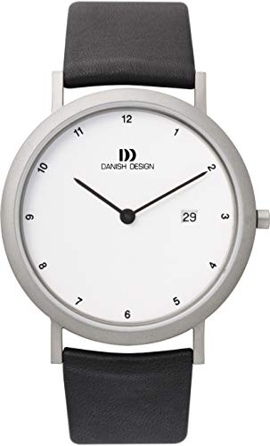 Danish Design Herren-Armbanduhr XL Analog Quarz Leder 3316313,Schwarz/Weiß von Danish Design