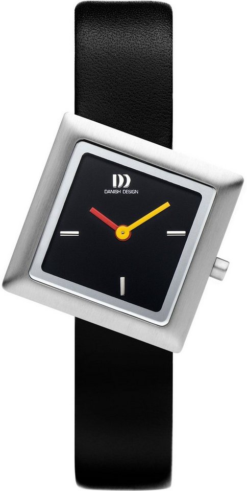 Danish Design Quarzuhr Designuhr Damen Stahl Lederband schwarz Frihed Tilt von Danish Design