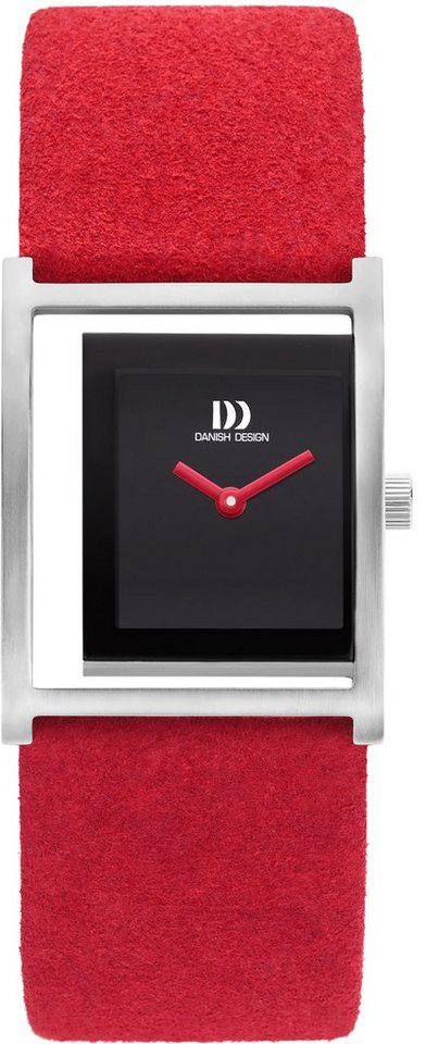 Danish Design Quarzuhr Designuhr eckig PICO Microfaser-Uhrarmband, Dezentrales Zifferblatt von Danish Design