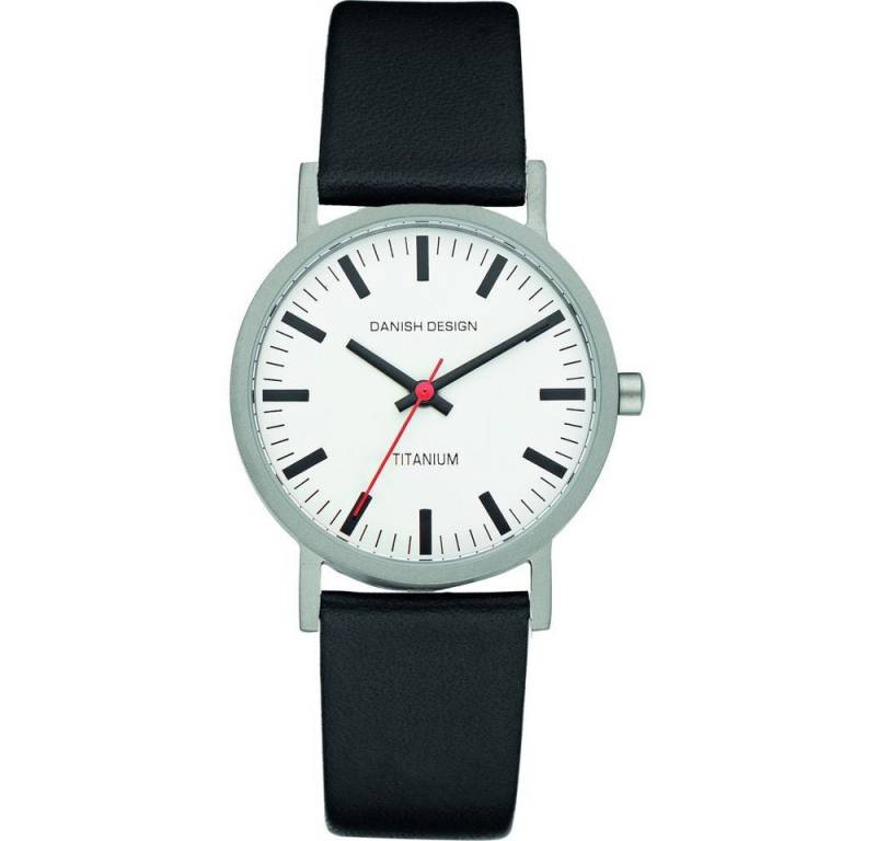Danish Design Titanuhr DANISH DESIGN Damen Armbanduhr RHINE IV14Q199 weiß D. 30 mm Lederband von Danish Design