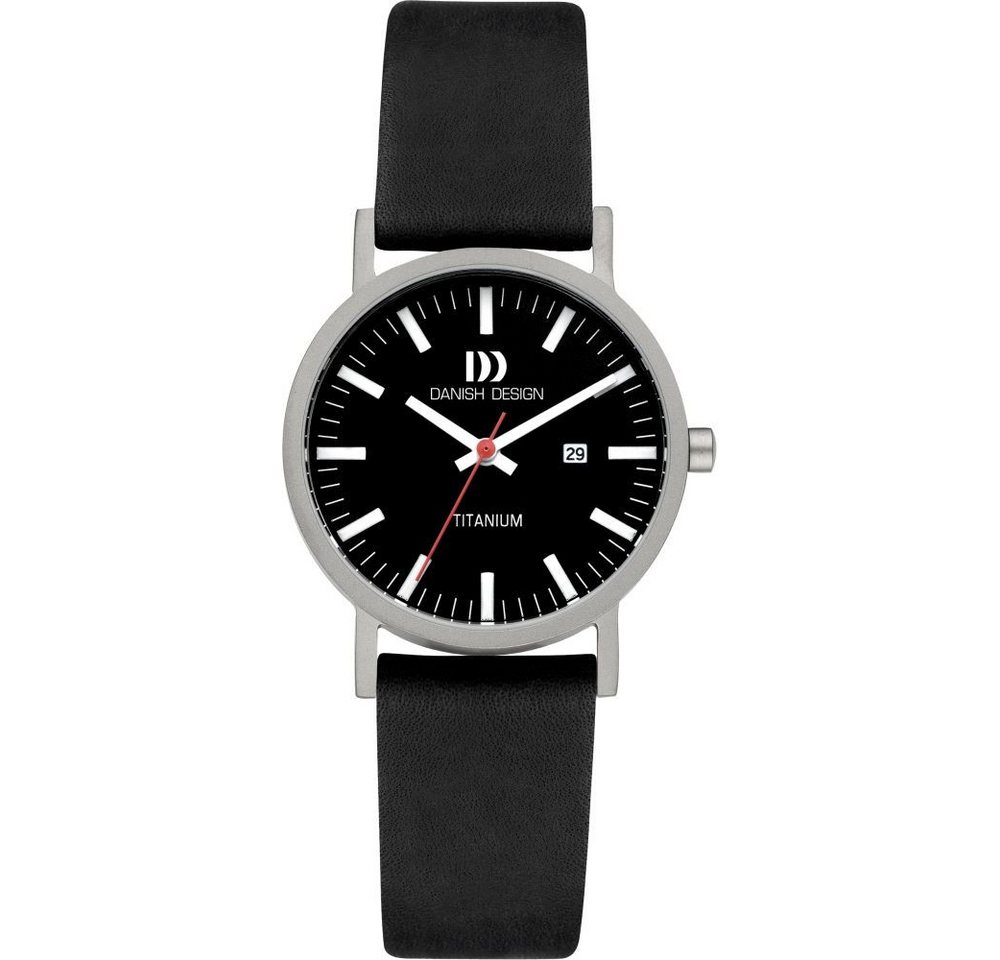 Danish Design Titanuhr DANISH DESIGN Damen Armbanduhr RHINE IV23Q199 schwarz D.30mm Lederband von Danish Design