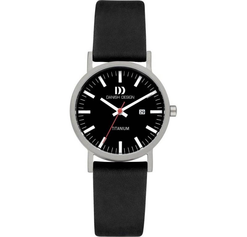 Danish Design Titanuhr DANISH DESIGN Damen Armbanduhr RHINE IV23Q199 schwarz D.30mm Lederband von Danish Design