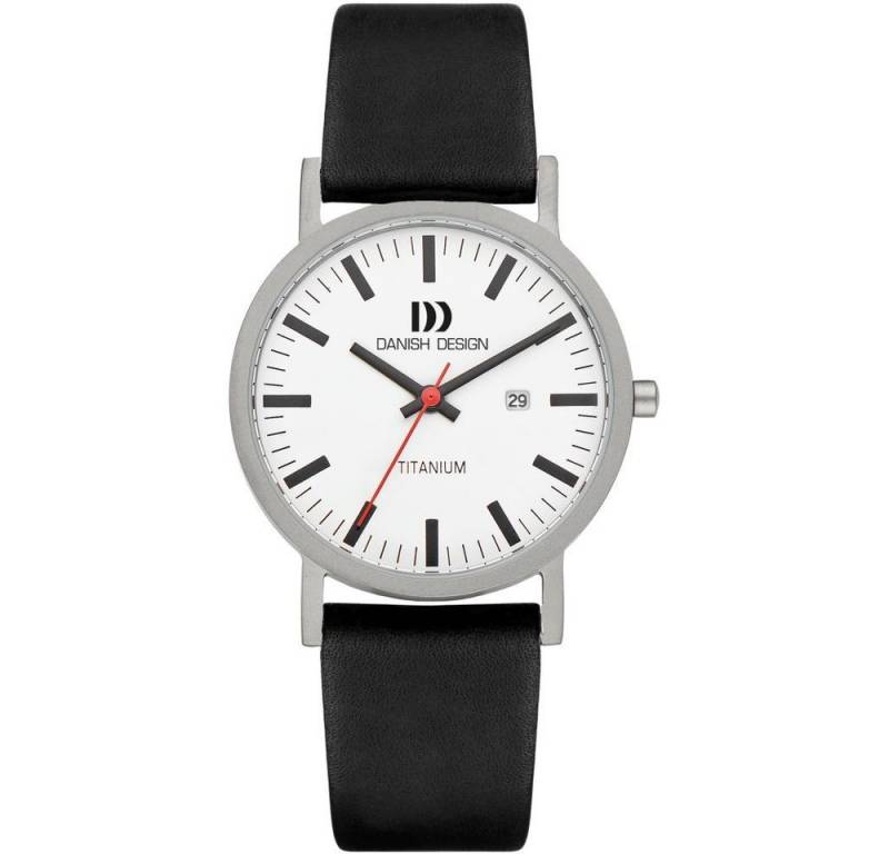 Danish Design Titanuhr DANISH DESIGN Herren Armbanduhr RHINE IQ12Q1273 weiß D.39 mm Lederband von Danish Design
