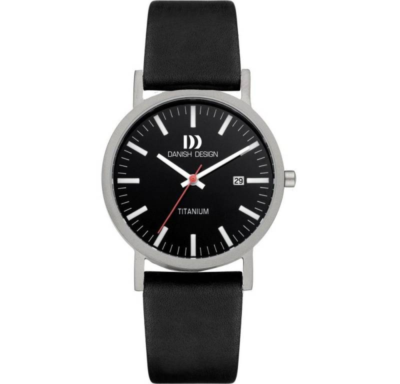 Danish Design Titanuhr DANISH DESIGN Herren Armbanduhr RHINE IQ23Q199 schwarz D35mm Lederband von Danish Design
