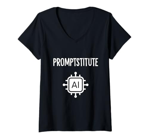 Damen Prompstitute, AI Prompt Engineer Funny Meme T-Shirt mit V-Ausschnitt von Dank and Funny Meme Apparel