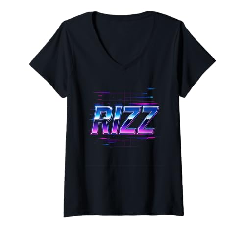 Damen Cyber RIZZ Chrome-Gitter T-Shirt mit V-Ausschnitt Damen Cyber RIZZ Chrome-Gitter T-Shirt mit V-Ausschnitt von DankDesigns