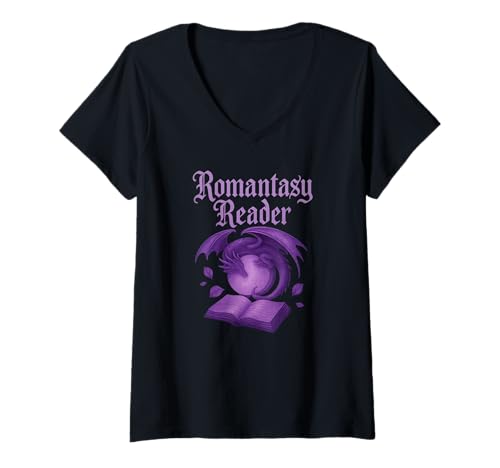 Damen Romantik-Leser T-Shirt mit V-Ausschnitt von DankDesigns