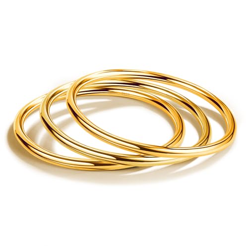 Dankadi Armreif, poliert, rund, breit, 4 mm, aus 925er Silber, für Damen, Set Armband, vergoldet, glatt, einfach, klassisch, Φ 60 – 65 – 68 mm, als Geschenk zum Geburtstag, Muttertag, Freunde, Dankadi Armreif, poliert, rund, breit, 4 mm, aus 925er Silber, für Damen, Set Armband, vergoldet, glatt, einfach, klassisch, Φ 60 – 65 – 68 mm, als Geschenk zum Geburtstag, Muttertag, Freunde, von Dankadi