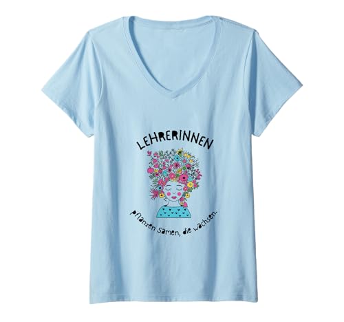 Damen Lehrerinnen Pflanzen Samen Die Wachsen Spruch Kunst T-Shirt mit V-Ausschnitt Damen Lehrerinnen Pflanzen Samen Die Wachsen Spruch Kunst T-Shirt mit V-Ausschnitt von Dankbarkeit Lehrerin Pflanzen Motivation