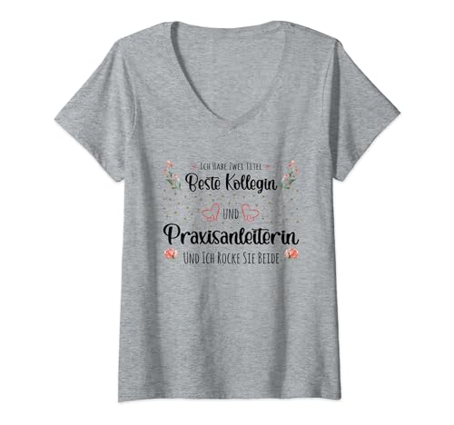 Damen Beste Kollegin Praxisanleitung Pflege Danke Praxisanleiterin T-Shirt mit V-Ausschnitt von Danke Praxisanleiterin & Praxisanleitung Geschenk