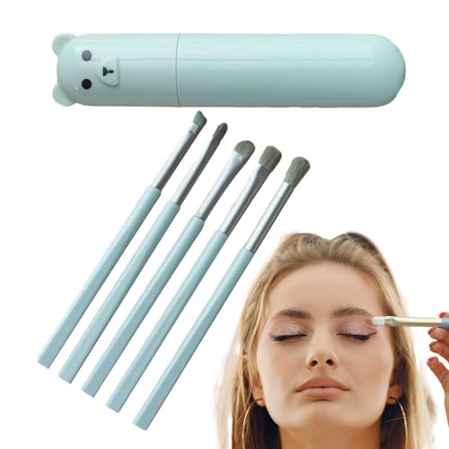 Dankek Augen-Make-up-Pinsel-Set, Augen-Make-up-Pinsel, 5-teiliges Lidschatten-Make-up-Pinsel-Set, Professionelle Lidschatten-Make-up-Pinsel mit Etui, Mischpinsel für das Augen-Make-up auf Reisen von Dankek