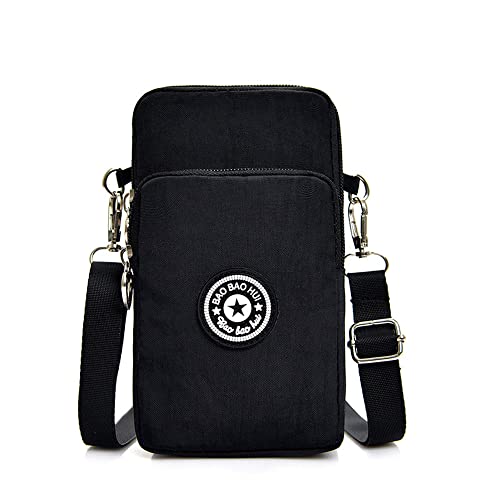 Dankforyou Handytasche zum Umhängen Damen, Schultertasche Handtasche Geldbörse Mini Tasche für Alltag Büro Schule Ausflug Einkauf, Schwarz von Dankforyou