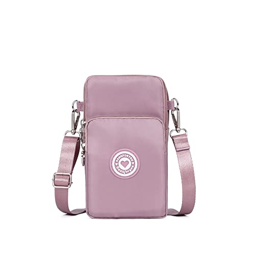 Dankforyou Handytasche zum Umhängen Damen, Schultertasche Handtasche Geldbörse Mini Tasche für Alltag Büro Schule Ausflug Einkauf, Rosa Lila von Dankforyou