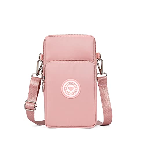 Dankforyou Handytasche zum Umhängen Damen, Schultertasche Handtasche Geldbörse Mini Tasche für Alltag Büro Schule Ausflug Einkauf, Rosa von Dankforyou