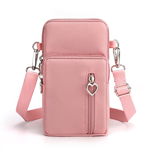 Dankforyou Handytasche zum umhängen Damen, Schultertasche Handtasche Geldbörse Umhängetasche mit Kopfhörer Port für Alltag Büro Schule Ausflug Einkauf, Rosa von Dankforyou