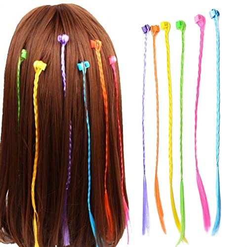 12 Pcs Kinder Haarverlängerungen Haarklammern Farb Perücken -clips Gefärbtes Haar Zöpfe Neonclip in Haare Für Kinder von Danlai