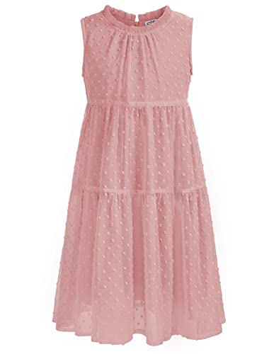 Kleid Mädchen 116 Kinder Chiffon Sommerkleid Freizeitkleid Partykleid Blumenmädchenkleider Festlich Hochzeit A-Linie ärmellos Rundhals Rosa von Danna Belle