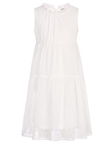 Kleid Mädchen 152 Kinder Chiffon Sommerkleid 158 Freizeitkleid Partykleid Blumenmädchenkleider Festlich Hochzeit A-Linie ärmellos Rundhals Weiß von Danna Belle