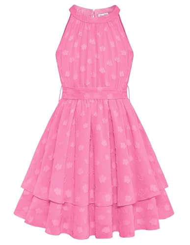 Danna Belle Mädchen Kleid 158 Kinder Festlich Einschulung Sommer Prinzessin Party Hochzeit A-Linien Ärmellos Kleider 164 Rosarot von Danna Belle