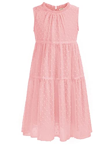 Kleid Mädchen 116 Kinder Chiffon Sommerkleid Freizeitkleid Partykleid Blumenmädchenkleider Festlich Hochzeit A-Linie ärmellos Rundhals Rosa von Danna Belle