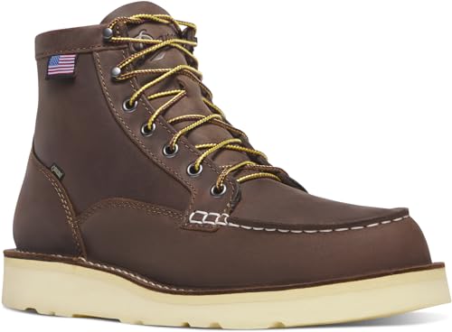Danner Bull Run Moc Toe Arbeitsstiefel für Herren, Obermaterial aus geöltem Vollnarbenleder mit rutschfester Keil-Laufsohle und 3-Density-Fußbett, EH-beständig, Braun - Gore-tex, 43.5 EU von Danner