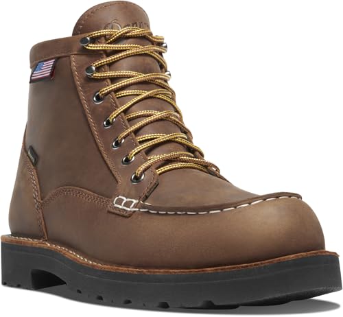 Danner Bull Run Moc Toe Arbeitsstiefel für Herren, Obermaterial aus geöltem Vollnarbenleder mit rutschfester Keil-Laufsohle und 3-Density-Fußbett, EH-beständig, Tobacco - Gore-tex, 10 Wide von Danner