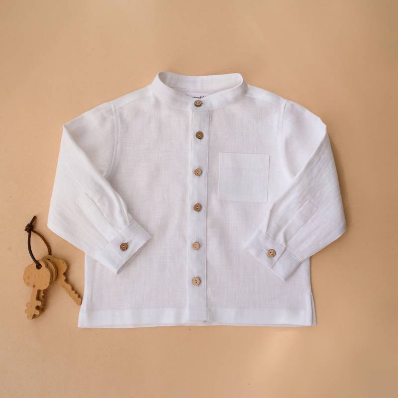 Junge Leinen Langarm Shirt | Farbe Weiß Junge Leinen Langarm Shirt | Farbe Weiß von DannieandLilou