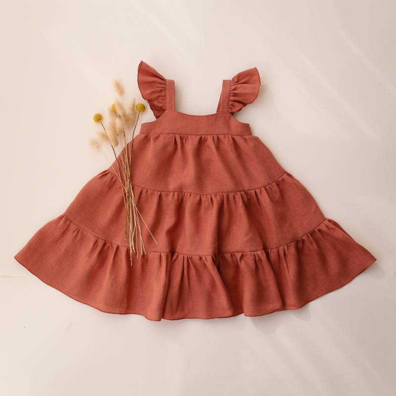 Mädchen Leinen Boho Kleid | Farbe Rosenstrauß von DannieandLilou