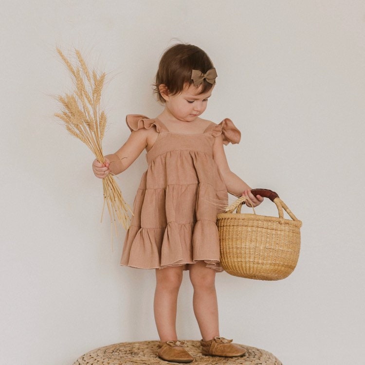 Mädchen Leinen Boho Kleid | Farbe Ton von DannieandLilou